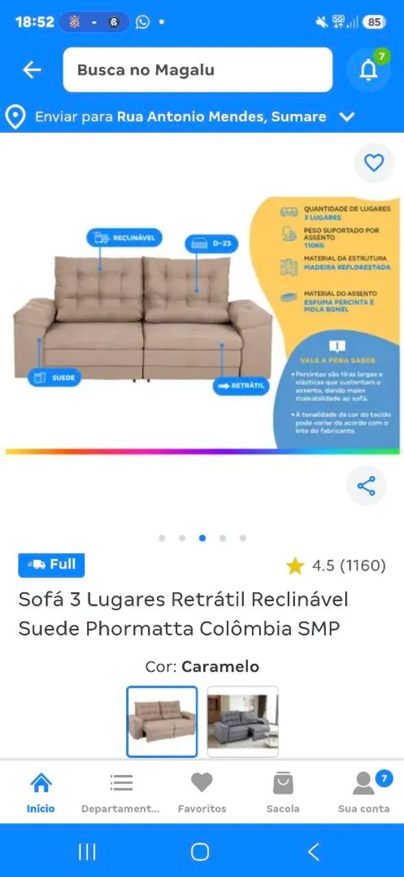 Sofa 3 lugares reclináveis retratil  - Foto 2