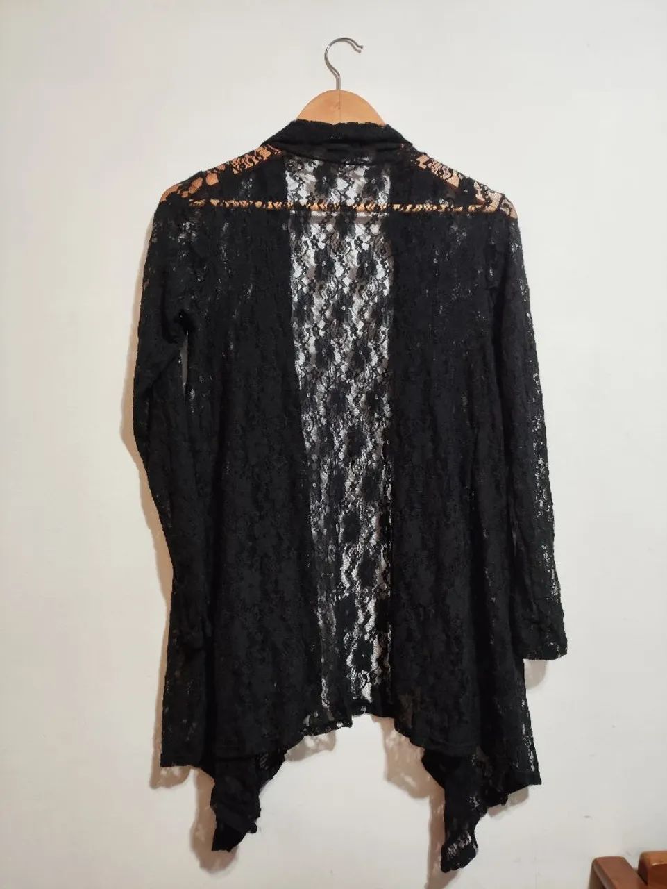 Kimono preto em renda blusas femininas - Foto 2