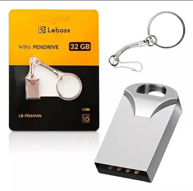 Mini Pendrive 32 Gb Usb 2.0 Classe 10 Com Chaveiro Leboss
