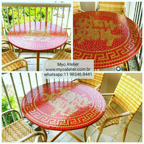 Conjunto mesa mosaico felicidade em dobro