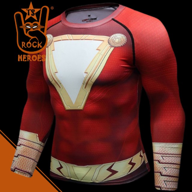 Camisa de Compressão Shazam Manga Longa Rashguard Elastano - Foto 2