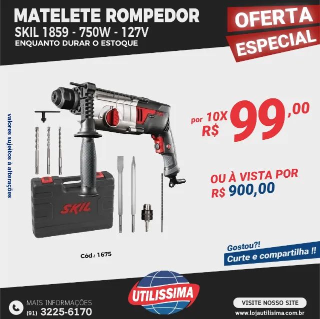 Martelete Rompedor Perfurador Skil 1859 750w - Entrega Grátis - *  Caracterís