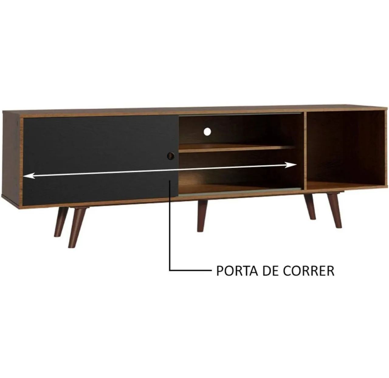 Rack Para TV 60 Polegadas Moderno Com Design Retrô, Novo Na Caixa Lacrado Desmontado  - Foto 3