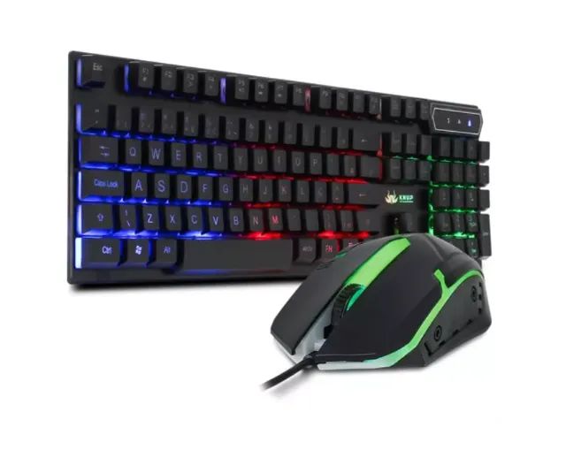 Kit Teclado Gamer Usb Knup Kp-te115 Membrana Com Mouse Rgb Luminoso Cor Do Mouse Preto Cor