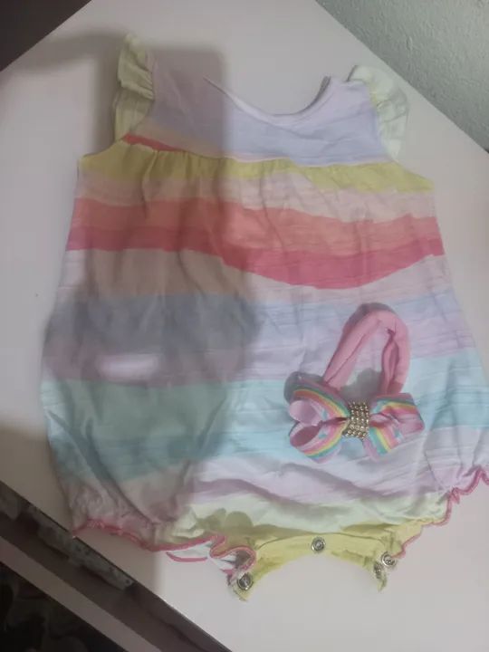 Conjunto body bebê menina M e lacinho 