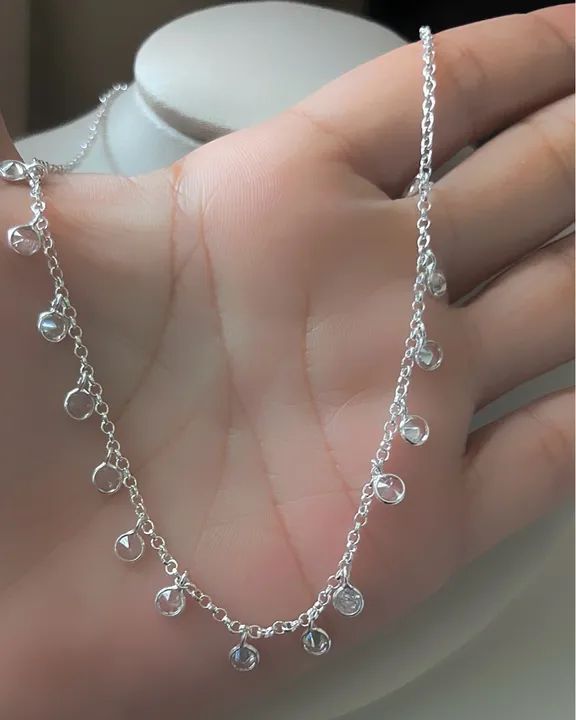 Gargantilha com Pingentes zircônia de Prata 925 - Foto 2