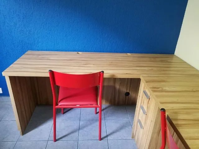 2 Mesas De Escritório Escrivaninha Mesa Diretor Bancada Em L - Foto 2