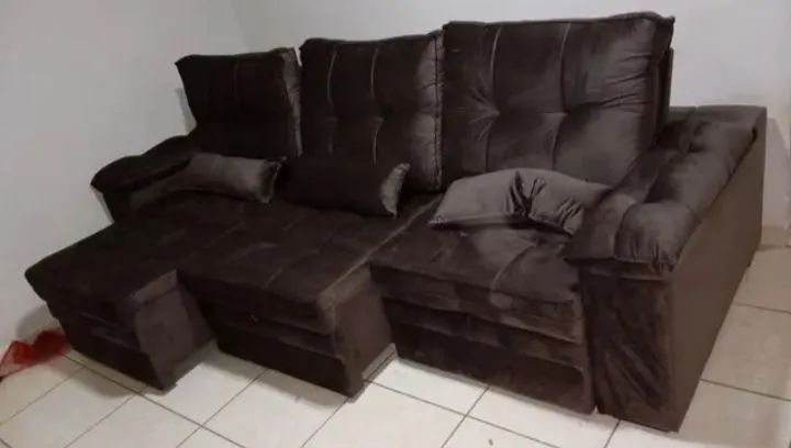 Sofa retrátil reclinável veludo 2,90cm Xangai 
