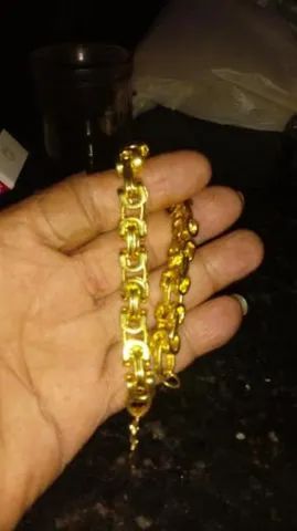 Pulseira banhada a Ouro , unisex 22cm - Foto 2
