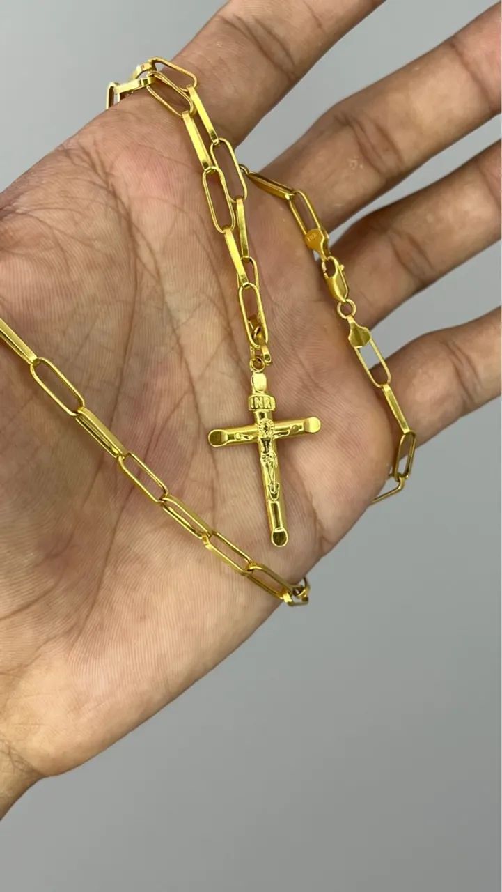 COLAR DE OURO CRUCIFIXO MACIÇO - 10G 18k750 - Foto 4