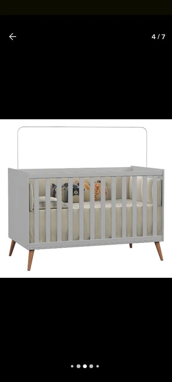 Berço Infantil Cinza Retrô  - Foto 3