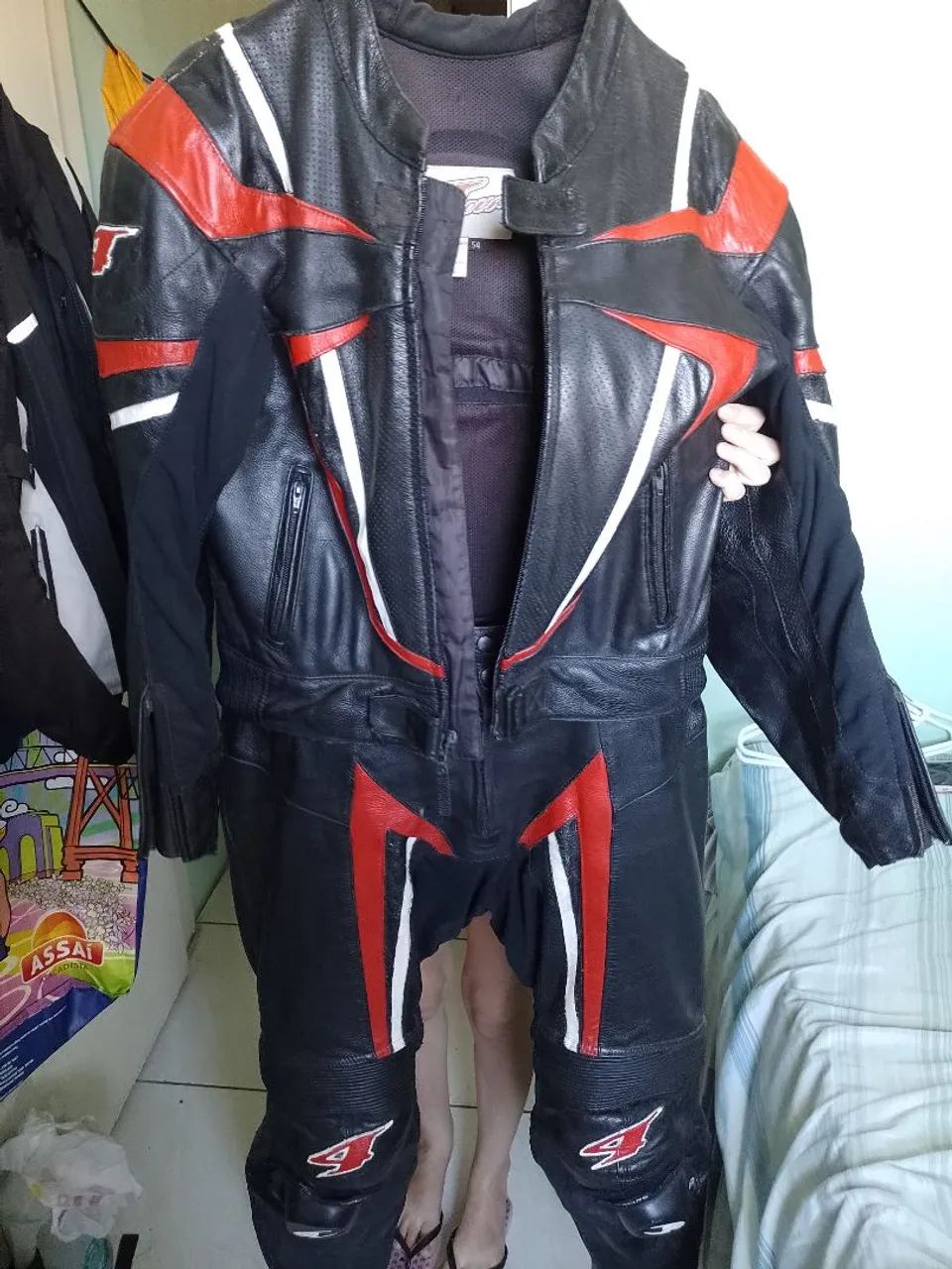 Macacão f4 duas peças de Couro para Motociclista - Foto 2