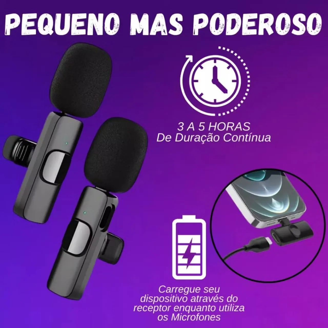 Microfone Lapela Duplo para Celular Smartphone Tipo C e iPhone- Alta Qualidade de Som! - Foto 2