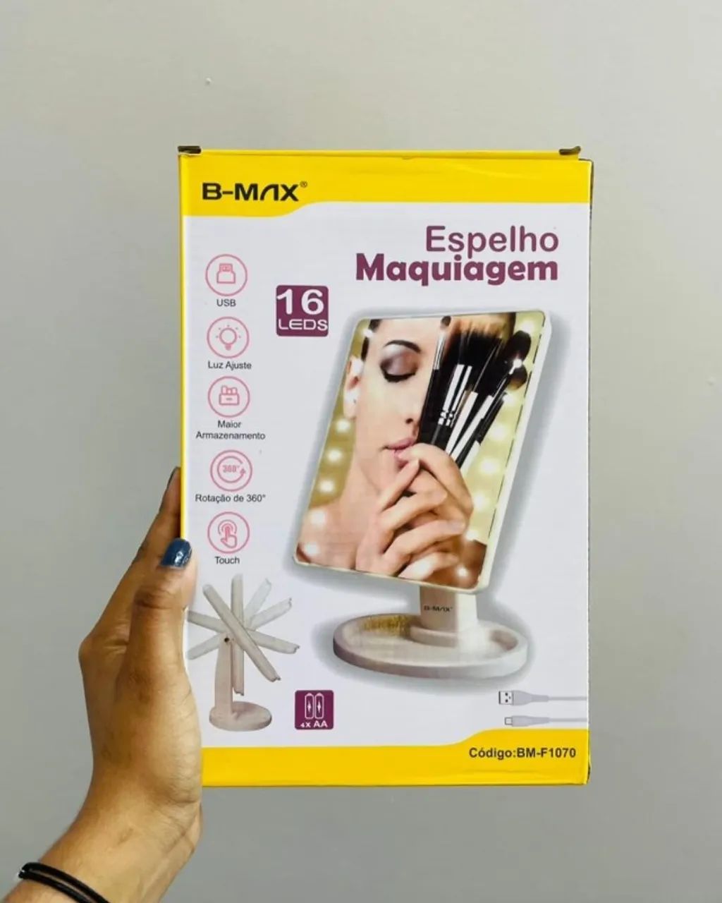 Espelho de Mesa com 16 LEDS para Maquiagem