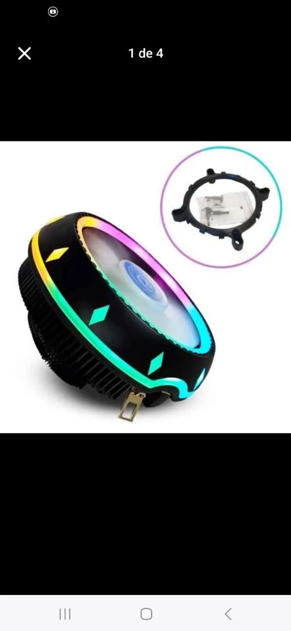 Air Cooler para CPU Processador RBG Rainbow - Novo