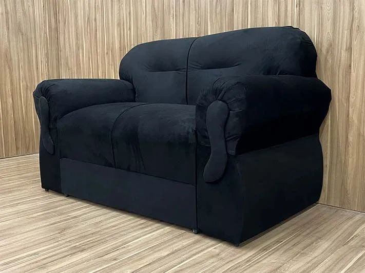 Conjunto de Sofá 2 e 3 Lugares Suede Preto - Foto 3