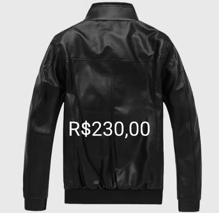 Jaqueta de couro masculina preta - Foto 5