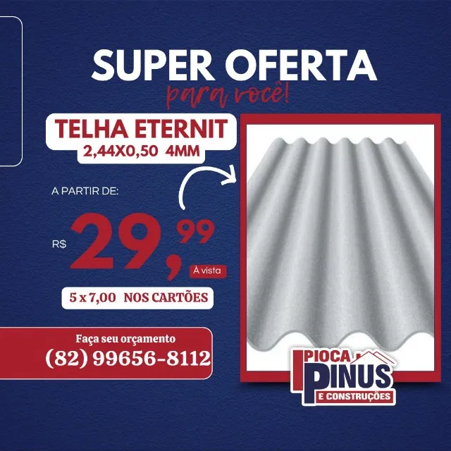 TELHA ETERNIT 2,44X0,50 4MM