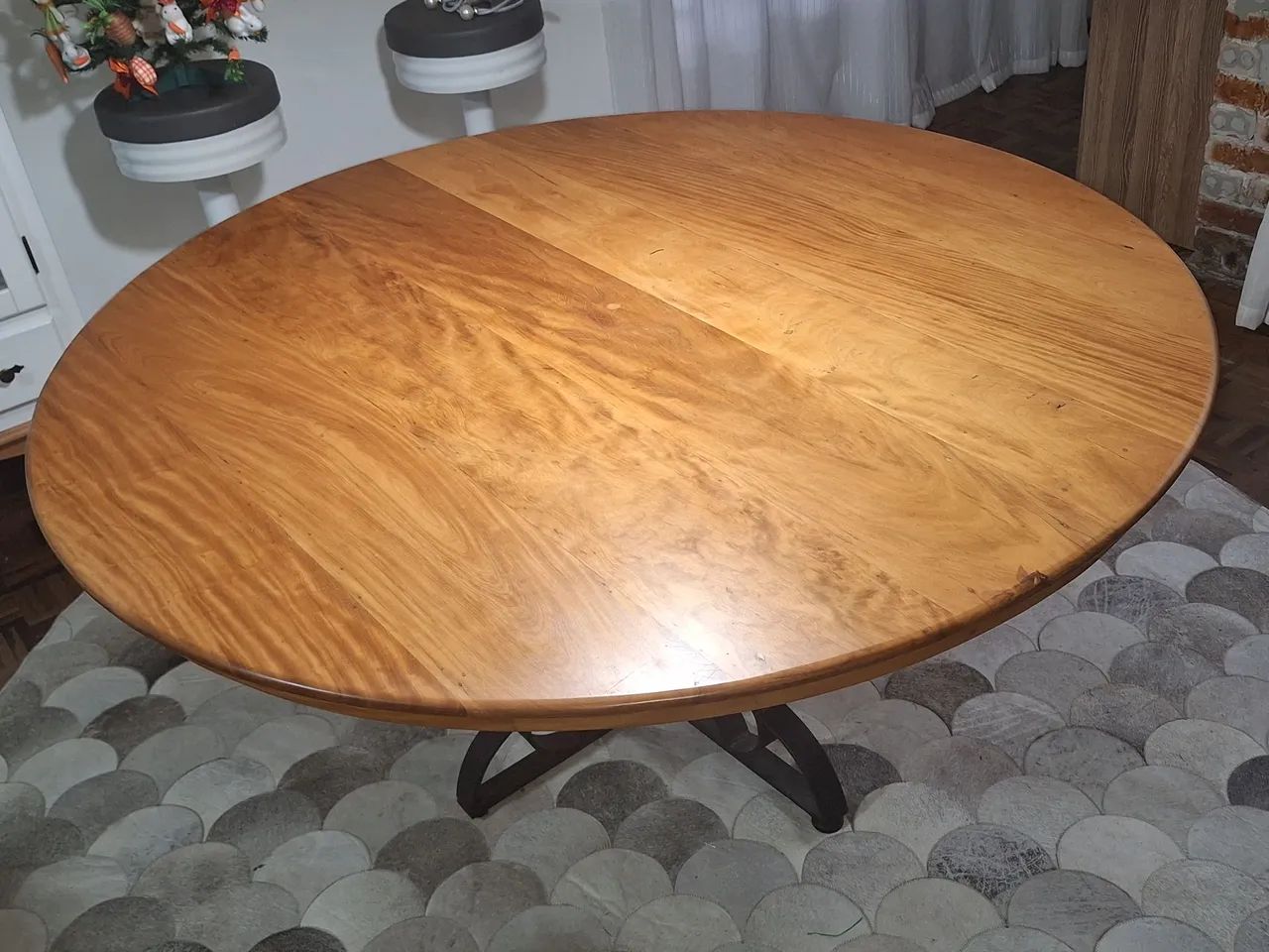 Mesa de jantar redonda em madeira maciça - Foto 3