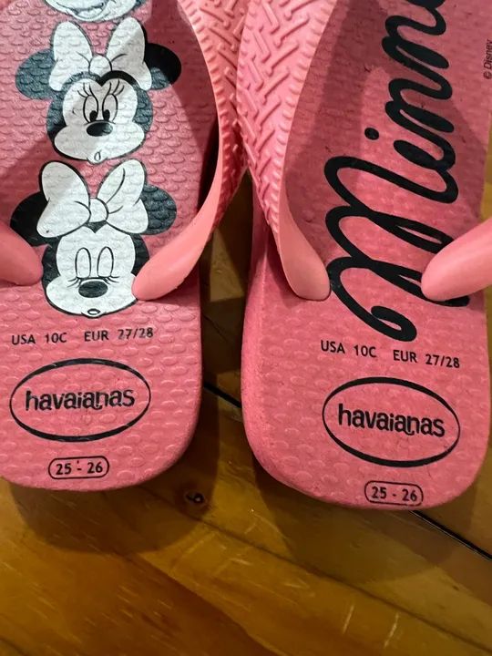 Chinelos Havaianas Minnie Rosa Bebê - Tamanho 17/18 - Foto 2