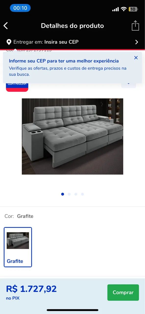 sofá retrátil NOVO64840786588675120