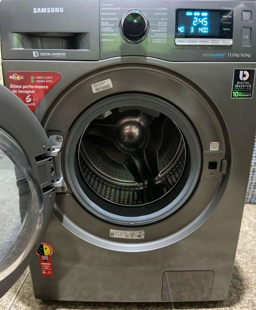 Lava e Seca Samsung Ecobubble 11kg Inox Look Semi nova com Garantia aceito * - Foto 4