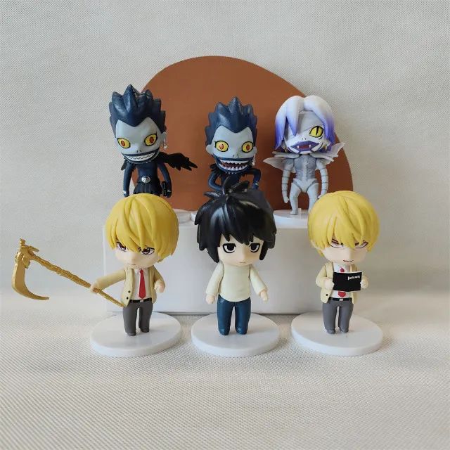 Kit 6 Bonecos de Death Note - Miniaturas de L, Light Yagami (Kira) e Ryuk