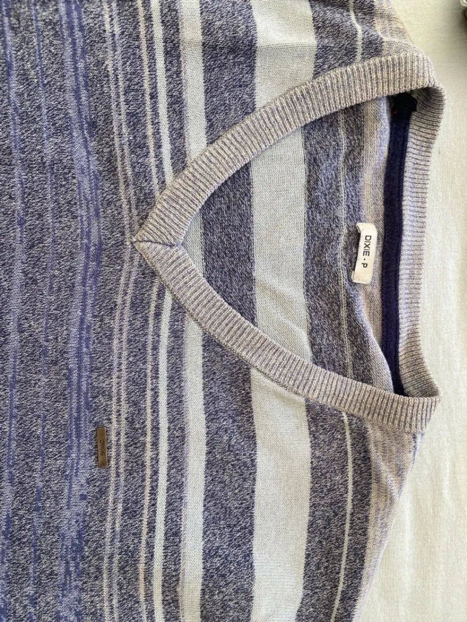 Suéter listrado masculino azul e cinza - Foto 4