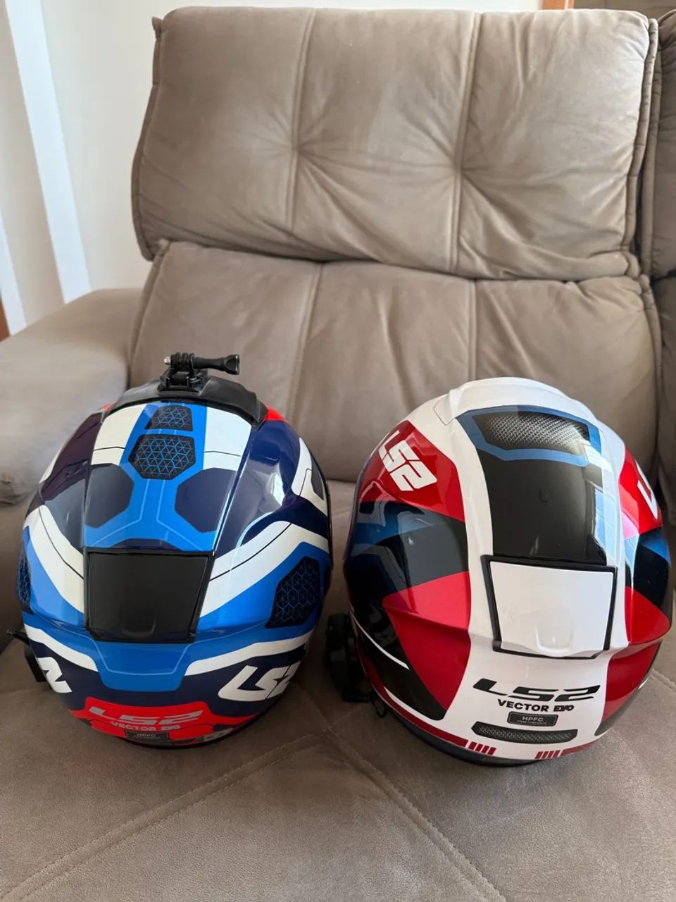 Capacete Ls2 Ff397 Vector Interceptor Azul e Vermelho - Foto 4