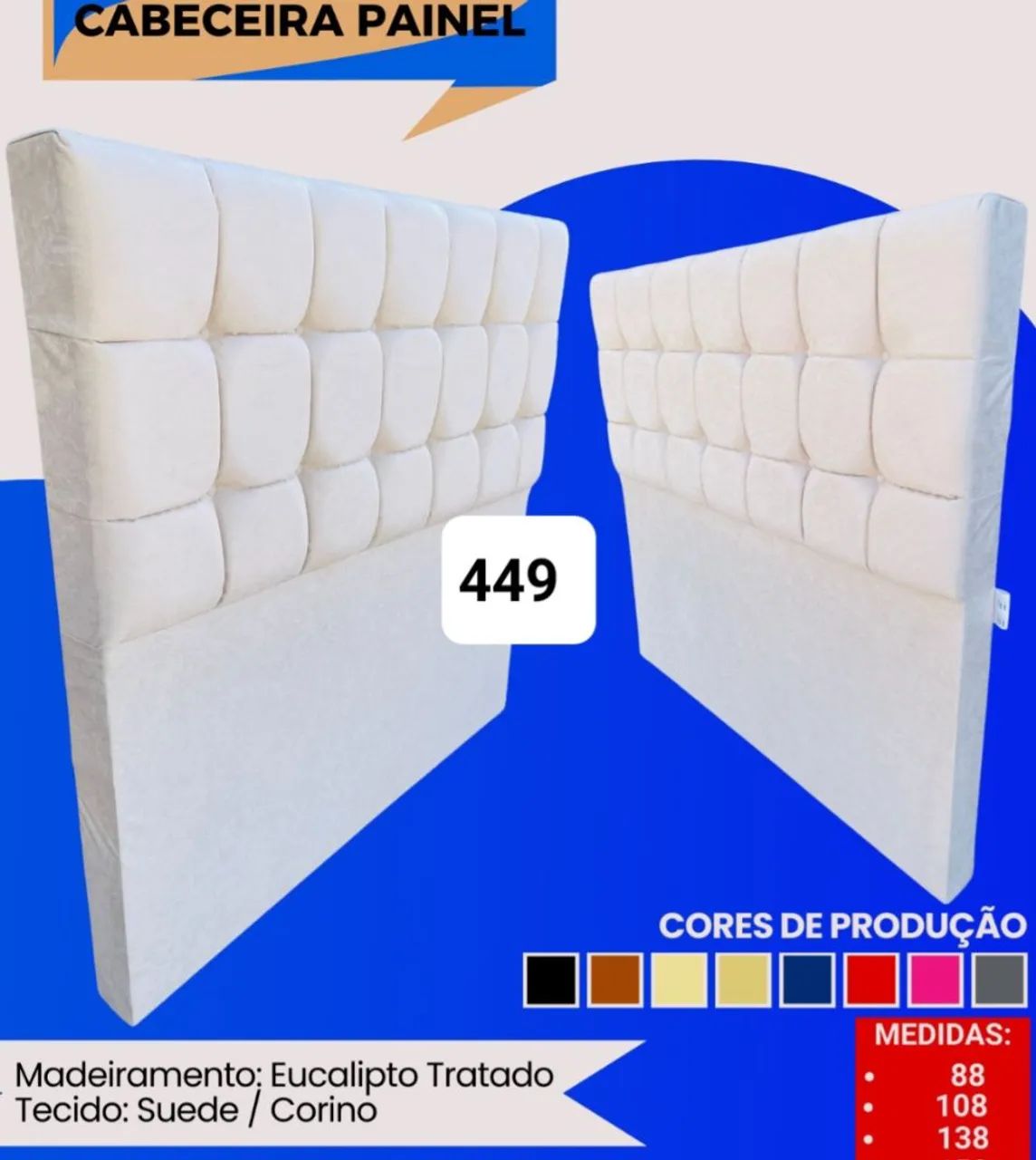 Cabeceira Painel Estofada Suede/Corino