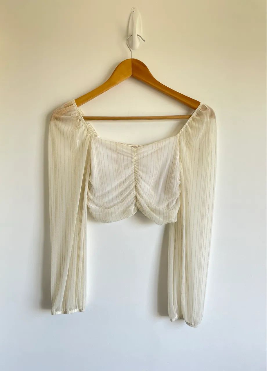 Blusa tam 16 cropped bege Young Connection