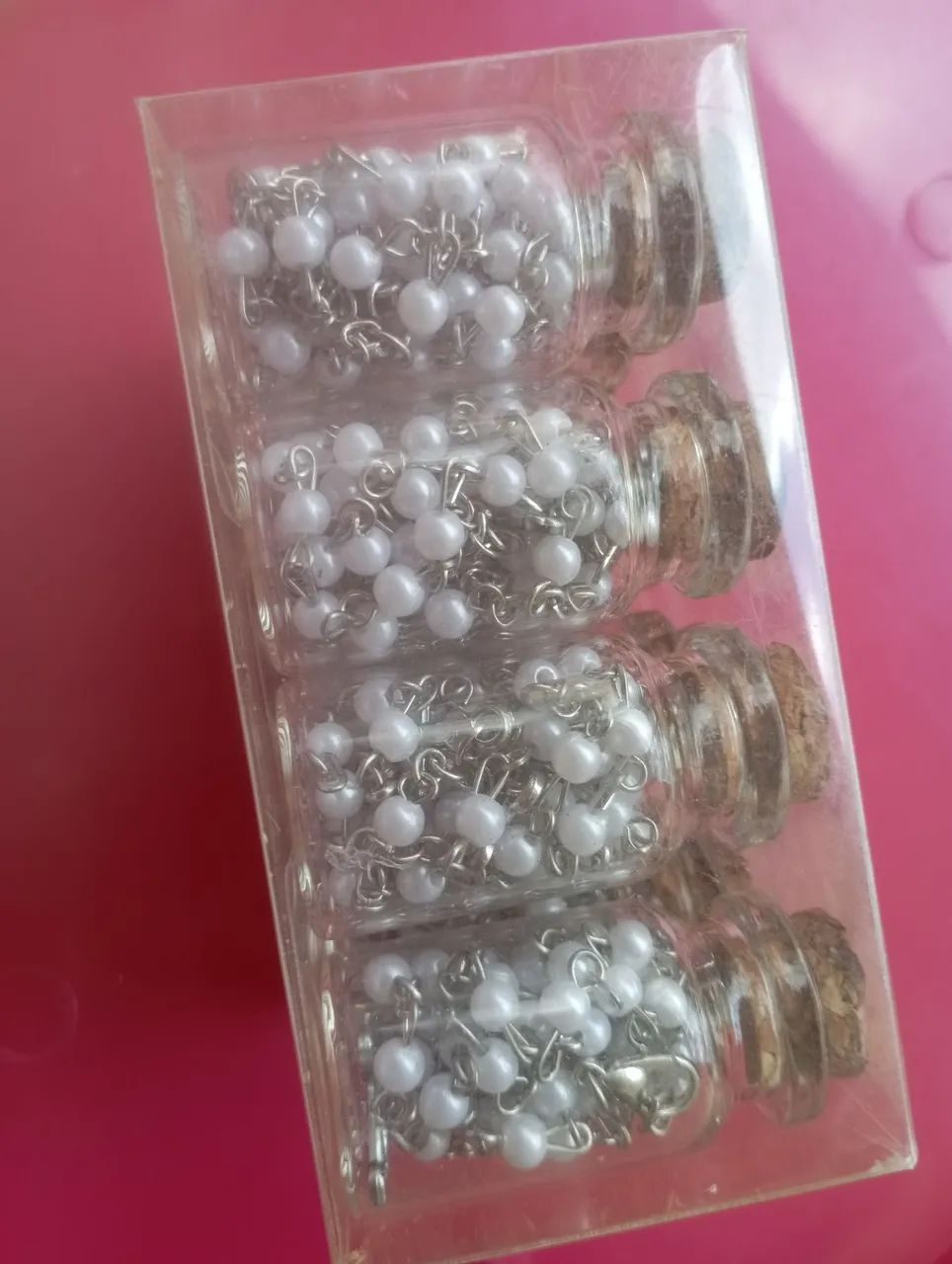 Mini terço missanga branco pote vidro  - Foto 3