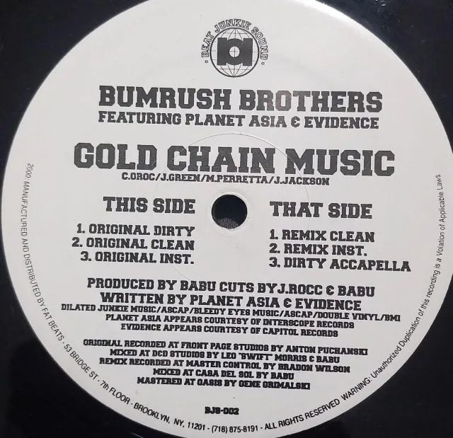 Disco de Vinil LP Bumrush Brothers featuring Planet Asia & Evidence Gold Chain Music (impo - Foto 3