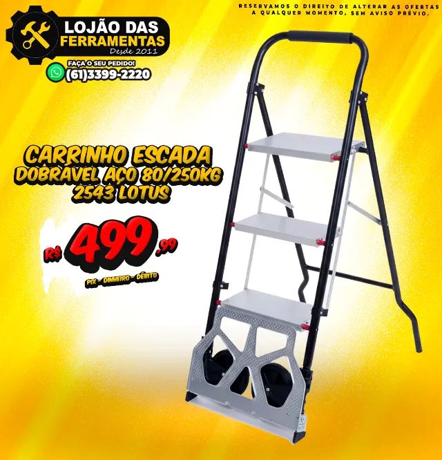 Carrinho de Carga e Escada Dobrável 2 em 1 Aço 80/250kg 2543 Lotus