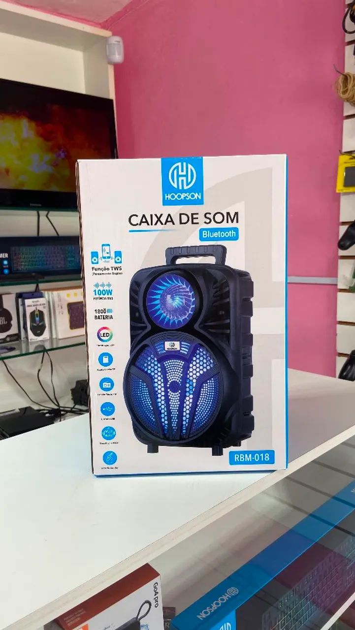 Caixa de som 30cm com microfone 