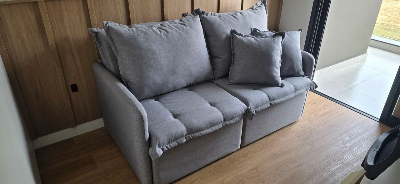 Vendo sofá retrátil cinza - Foto 4