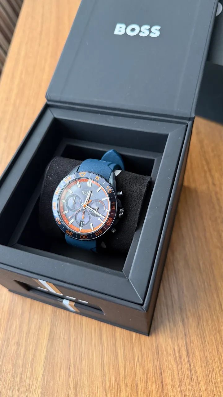 RELÓGIO BOSS MASCULINO BORRACHA AZUL - Foto 3