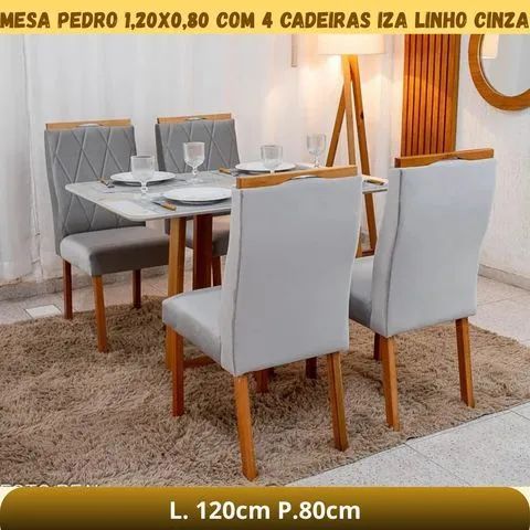 Mesa de jantar de 4 cadeiras 1.20x80