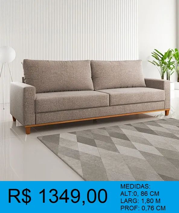 SOFA - PÉS EM MADEIRA MACIÇA - DISPONIVEL EM 3 CORES - QUALIDADE OTIMA =  ENTREGA GRATIS - Foto 2