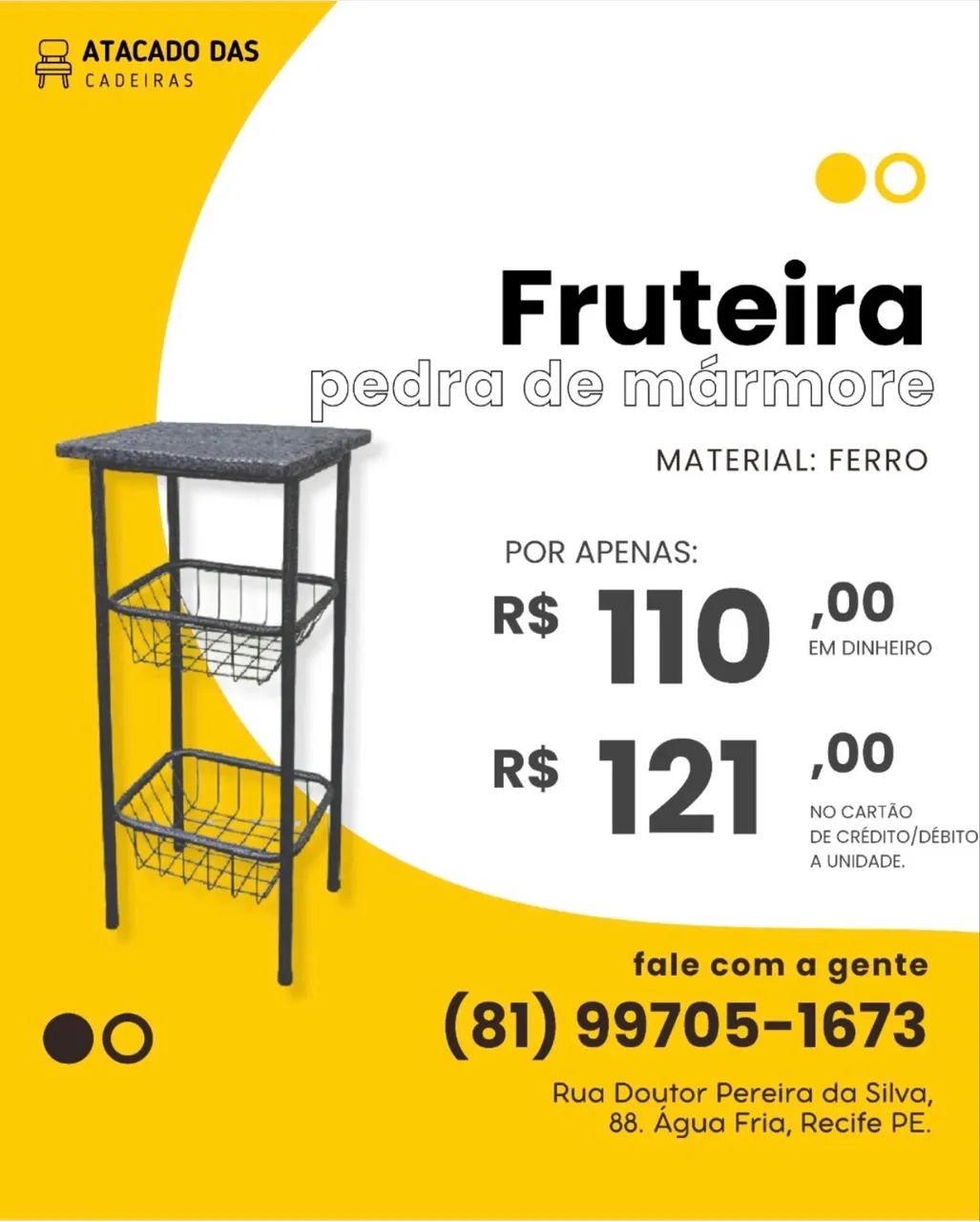 Fruteira com tampo de mármore 