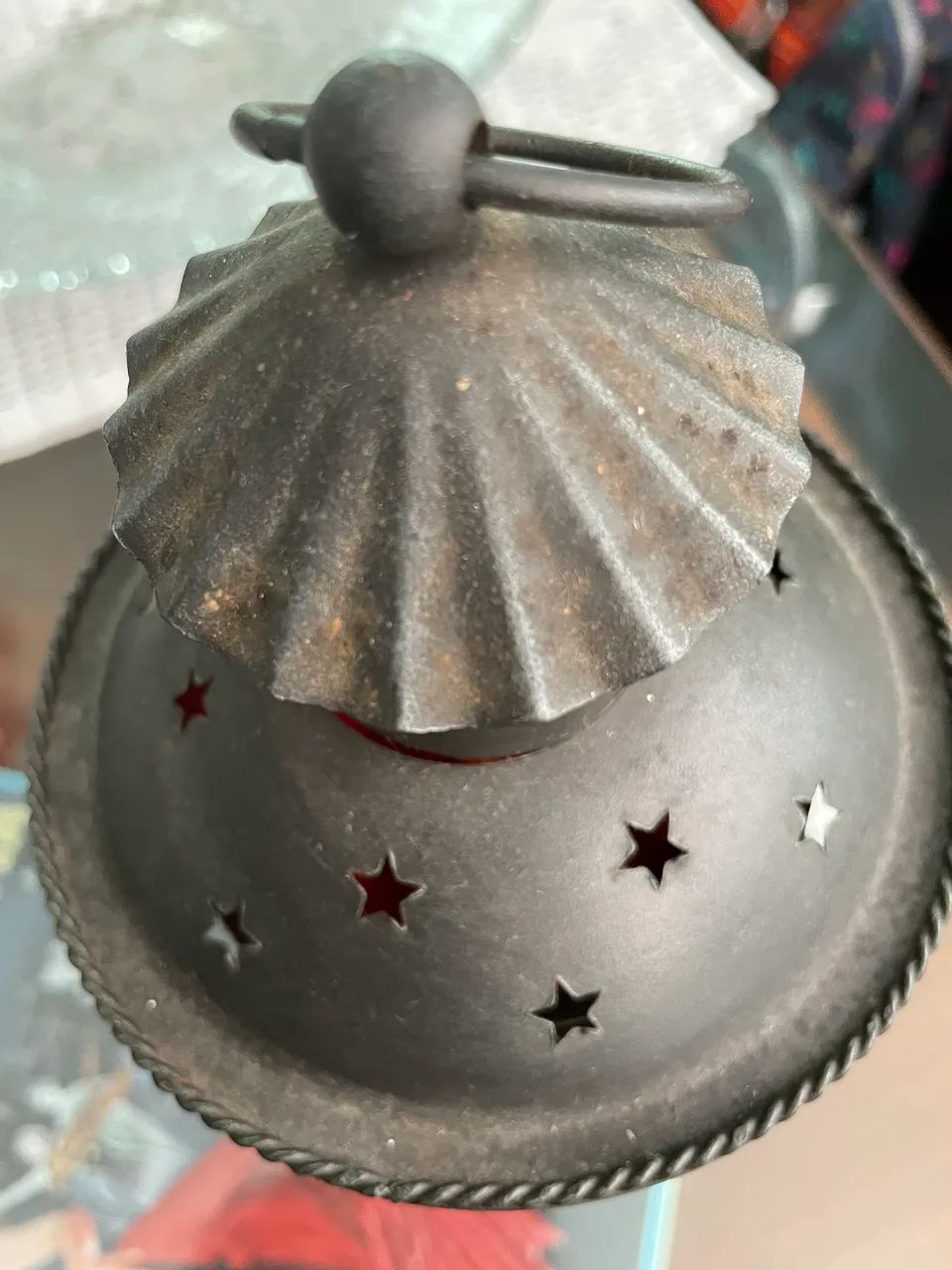 Lanterna para vela em ferro e vidro  - Foto 2