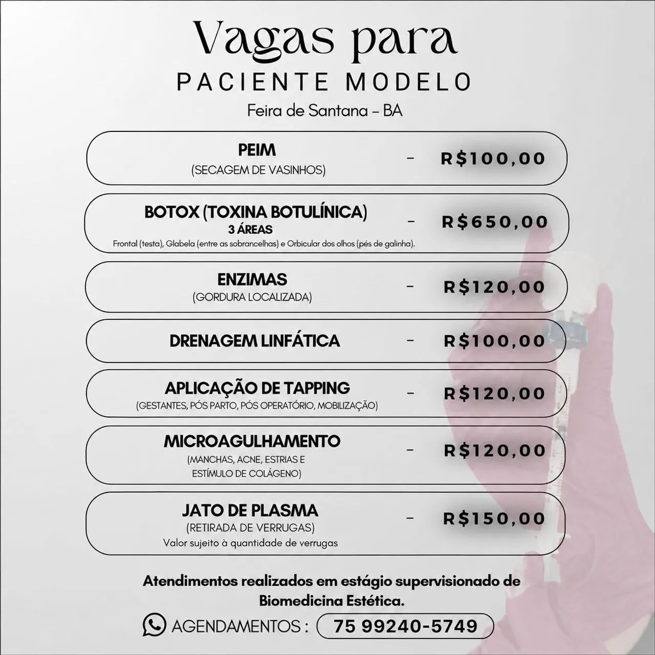 Vagas para PACIENTE MODELO 