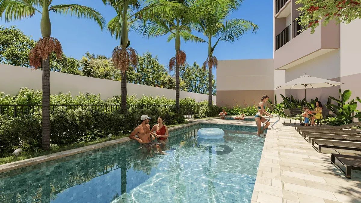 Apartamento de 33,76 m², com 2 dormitórios em uma planta inteligente.
