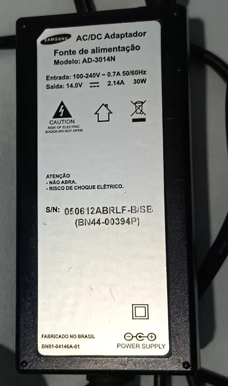 VENDO - FONTE Notebook SAMSUNG - MODELO "AD-3014N" - 14.0V / 2.14A / 30W - R$ 30,00 - Foto 2