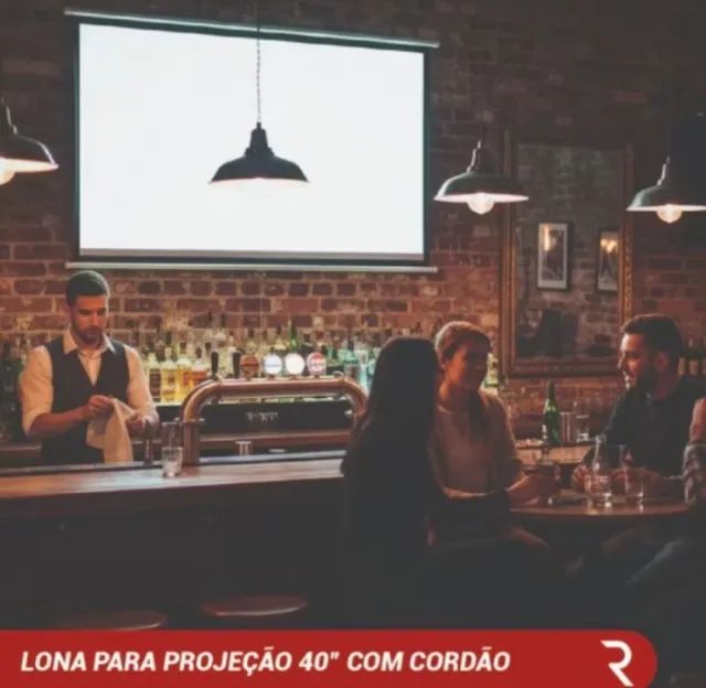 Tela de Projeção 40 Polegadas 105x80cm Portátil Com Cordinha Resistente Lona Premium - Foto 5