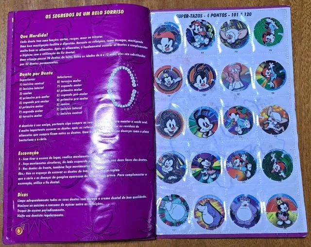 ÁLBUM COMPLETO TAZOS ARMA E VOA ANIMANIACS (1997) - Livros e