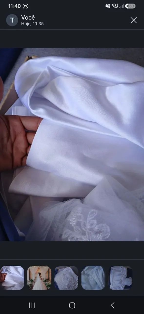 Vestido de noiva princesa branco de cetim  - Foto 4
