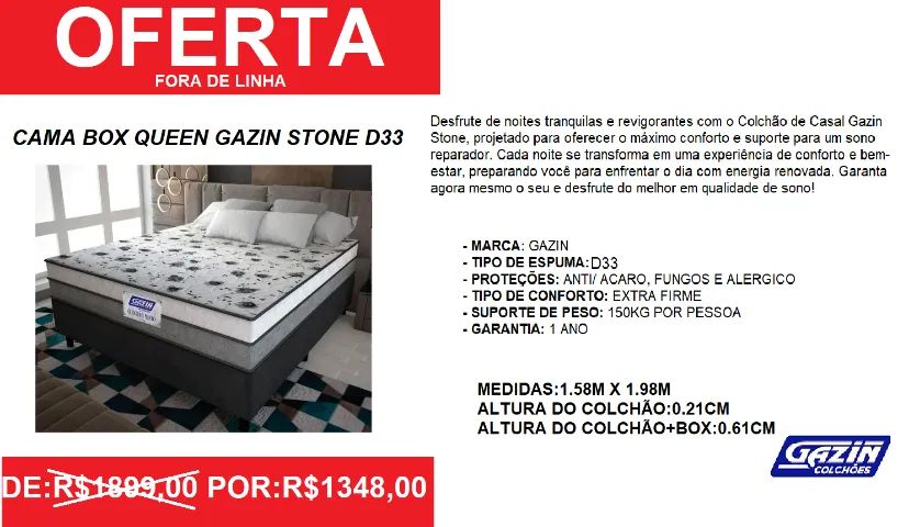 colchão + box- queen - espuma - ofertão - compre e receba em 72 horas 