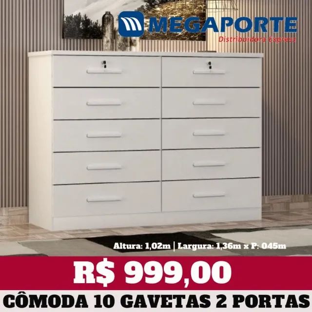 Cômoda 10 Gavetas com Chave (Novo) Entrega Grátis! 