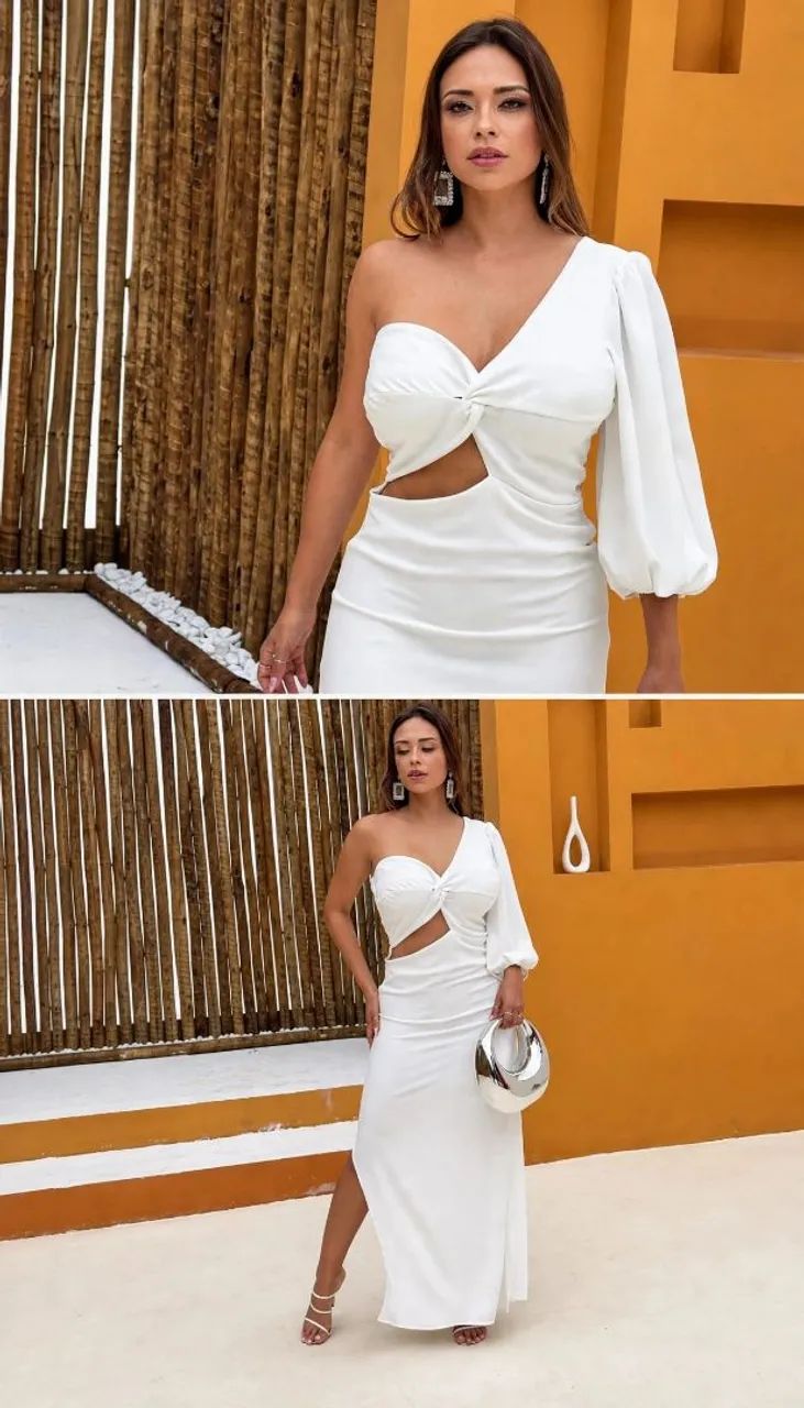 Vestido branco, tamanho M, nunca usado  - Foto 2